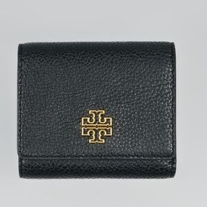 Tory Burch Black Leather Key Holder with Gold Emblem